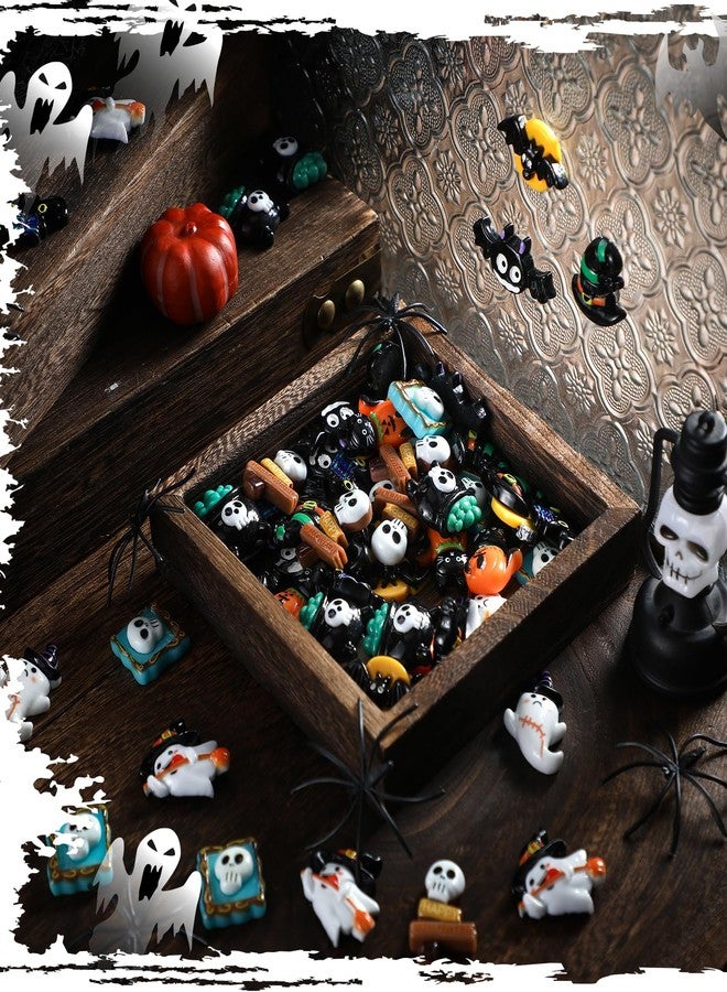 Liliful 60 Pcs Mini Halloween Miniatures Garden Figurines Resin Pumpkin Ghost Ornaments Mini Halloween Figures for DIY Garden Accessories Adornments Embellishment Decorations Party Supplies (Gothic) - Image 3